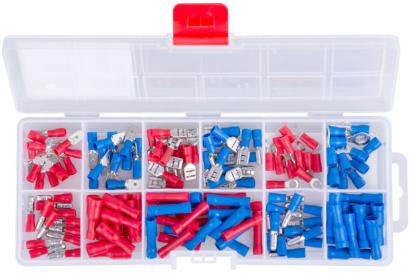 Set conectori electrici Strend Pro TS411 cu tub termocontractabil, 144 piese