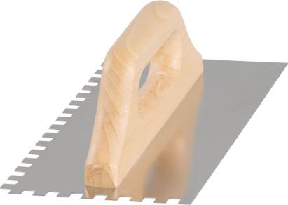 Gletieră zimțată Strend Pro Premium din inox, 270x130 mm, mâner din lemn