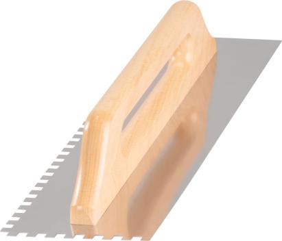 Gletieră zimțată Strend Pro Premium din inox, mâner lemn, 480x130 mm
