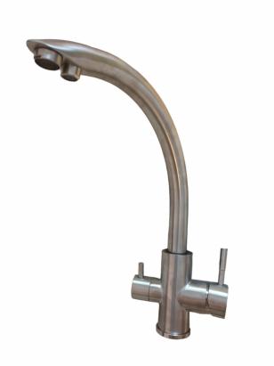 Baterie de bucătărie Champion SUS-021 din inox satinat, cu pipă înaltă