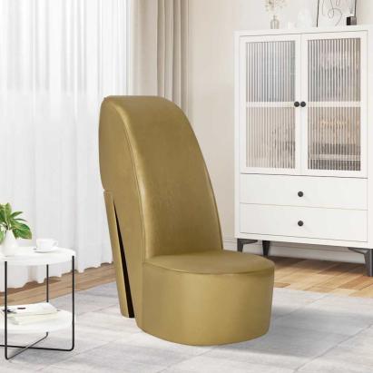 Scaun, design toc înalt, auriu, piele ecologică GartenMobel Dekor