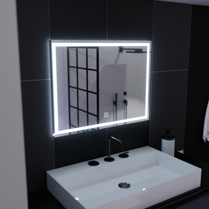 Oglindă LED dreptunghiulară 80x60 cm, Basic Touch, cu ramă iluminată