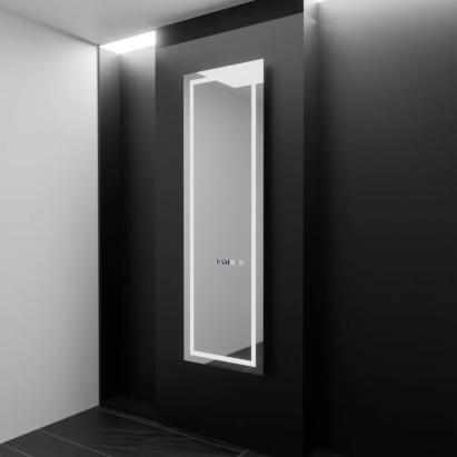 Oglindă LED dreptunghiulară 45x140 cm Giulia Marcello, dezaburire, senzor radar, ceas