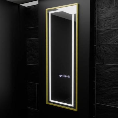 Oglindă LED dreptunghiulară 45x140 cm Marcello, cu senzor, dezaburire, ceas