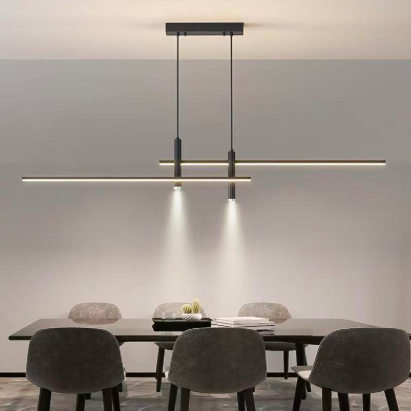 Lustră LED Renata 24W dimabilă cu telecomandă, negru, design modern