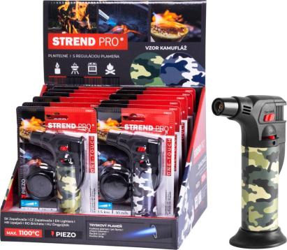 Arzător mini tip pistol Strend Pro, camuflaj, reîncărcabil, cu suport, 75x45x120 mm