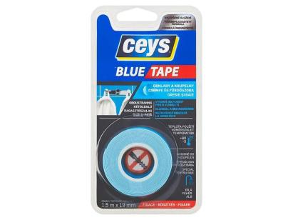 Bandă dublu adezivă Ceys Blue Tape, extra puternică, 1,5 m x 19 mm
