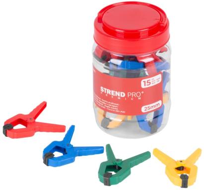 Set 15 cleme cu arc Strend Pro Premium DT825, 25 mm, culori mixte