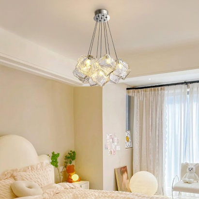 Lustră modernă ECOLUCE tip glob, 7xE27, înălțime reglabilă, crom