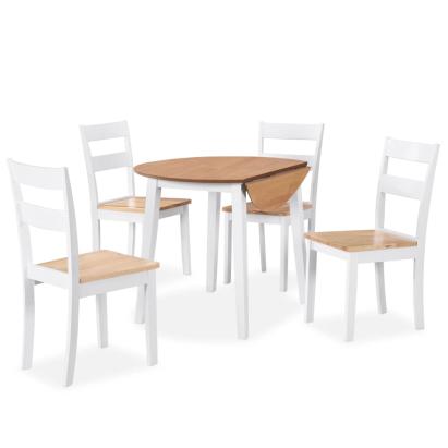 Set mobilier de bucătărie, 5 piese, MDF și lemn de hevea, alb GartenMobel Dekor