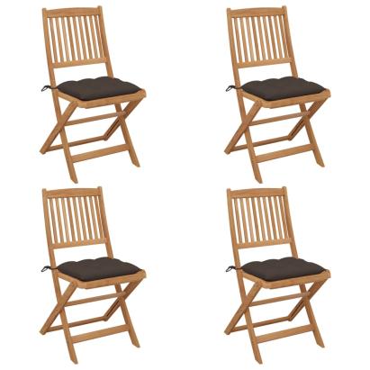 Scaune grădină pliabile cu perne, 4 buc., lemn masiv de acacia GartenMobel Dekor