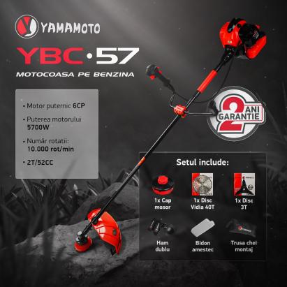 Motocoasa pe benzina Yamamoto YBC-57 6CP, 52CC, 2T