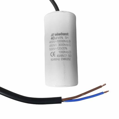 Condensator cu fire CBB60 40µF 45x92mm 450V, Elefant