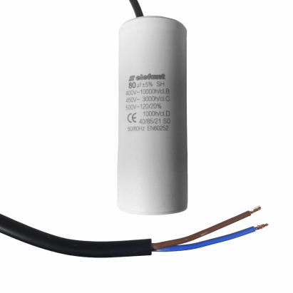 Condensator cu fire CBB60 80µF 50x122mm 450V, Elefant