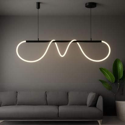 Lustră LED DIVINO cu tub flexibil din silicon, 24W, lumină reglabilă, negru mat