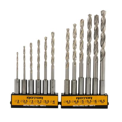 Set burghie pentru metal HSS cu prindere HEX, 12 piese, Rotor RBM12