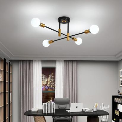 Lustră modernă Gentile, 4x E27, negru-auriu, design modernist elegant