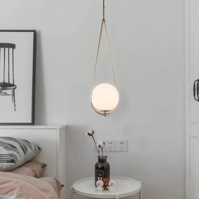 Lustră pendul LOFT Haven alb-auriu din metal, 1x E27, înălțime reglabilă