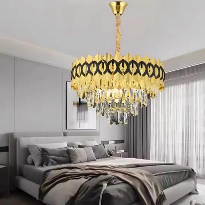 Candelabru din cristal Pierrefonds Eleganza, 8xE14, auriu lucios, Ø48,5 cm