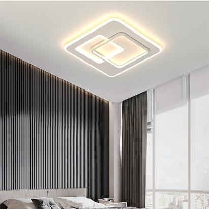 Lustră LED NOLUX 34W pătrată, dimabilă, cu telecomandă, 3 culori lumină, alb