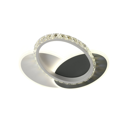 Lustră LED PRISMIQ 39W cu cristal, 3 ovale, lumină rece/caldă/neutră, negru mat