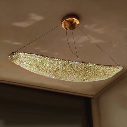 Candelabru modern PRAGA cu cristal, 31W, 80 cm, auriu, înălțime reglabilă