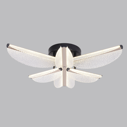 Lustră LED Tullio 67W cu telecomandă, 6 petale, dimabilă, negru