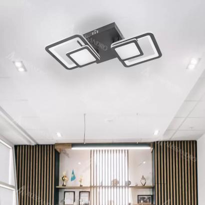 Lustra LED Balans 44W cu telecomanda, 2 patrate, dimabila, negru