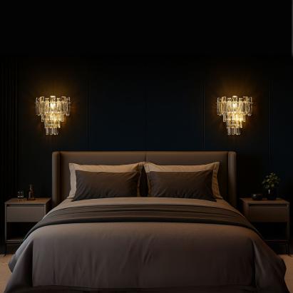 Aplica de perete din cristal BELMONTE, 3xE14, transparentă, design geometric