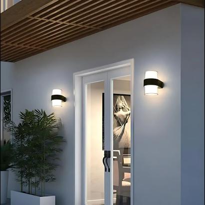 Aplică LED exterior MIRA cu 2 surse, lumină caldă, negru, IP65