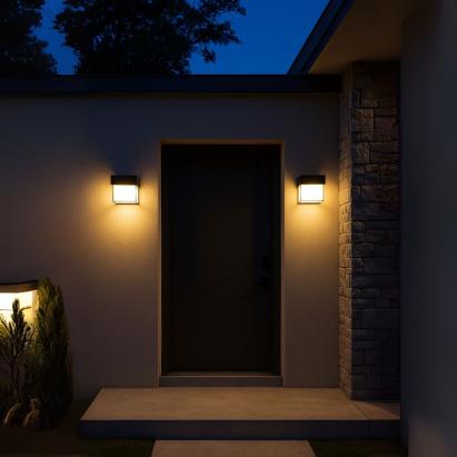 Aplica LED exterior AMIRA, lumina calda, negru, IP65, montaj pe perete