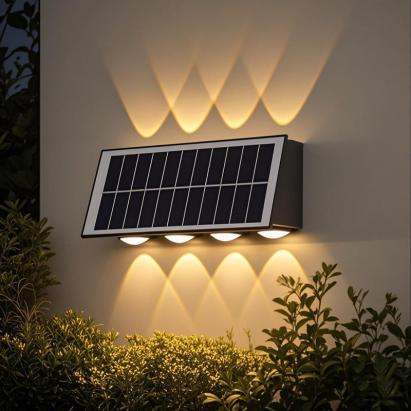 Aplică LED solară exterior Solaris, 8 surse, lumină caldă, negru, IP65