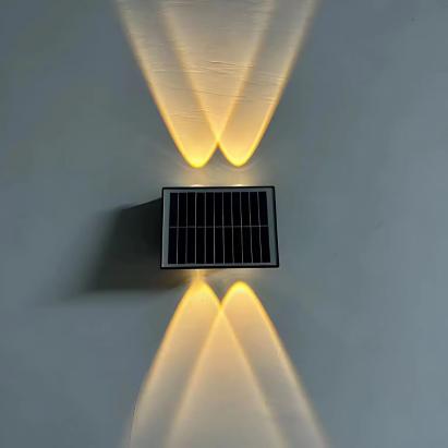 Aplica LED exterior Solaris cu panou solar, 4 surse, lumină caldă, negru