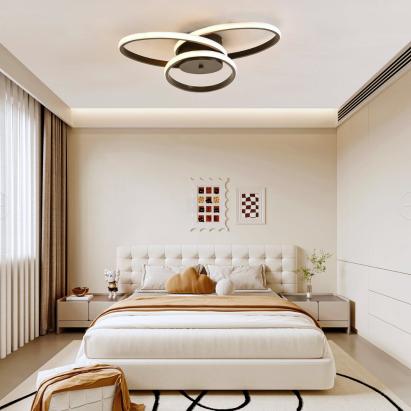 Lustră LED Ecaterina 27W, dimabilă, cu telecomandă, 3 culori lumină, negru