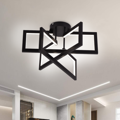 Lustră LED 72W cu telecomandă, 3 elemente, dimabilă, negru mat LT750/3BK