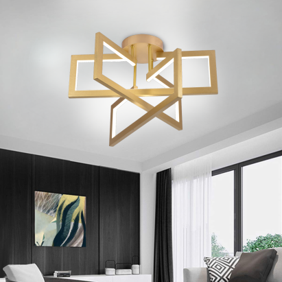 Lustră LED 71W cu telecomandă, 3 elemente, dimabilă, auriu, 3 culori lumină