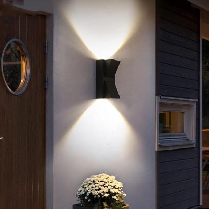 Aplica LED de perete exterior/interior, 2x5W, IP65, negru, lumina calda 3000K