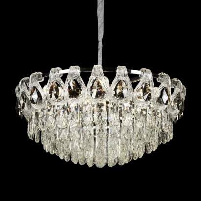 Candelabru din cristal CC5122/500CR, 9x E14, Ø50 cm, crom lucios, înălțime reglabilă