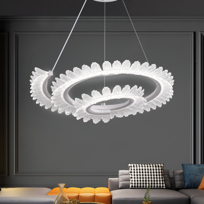 Lustră LED cu telecomandă LT188WH, cristal și metal, 40W, dimabilă