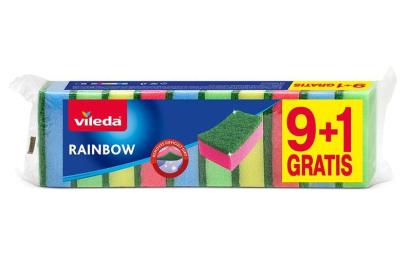 Bureți de vase Vileda Rainbow multicolori, set 9+1 gratis pentru bucătărie