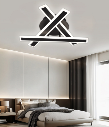 Lustră LED LT755 cu telecomandă, 62W, dimabilă, negru, 40x5,5x10 cm