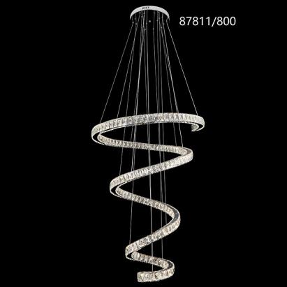 Candelabru LED spirală din cristal, 80 cm, dimabil, argintiu, 3 nuanțe lumină