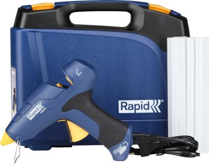 Pistol de lipit cu silicon Rapid CG270, 12 mm, fara fir, cu valiza si 10 batoane