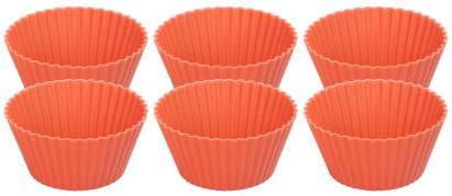 Set 6 forme din silicon MagicHome pentru cupcake, roșii, 6,5x6,5x3 cm