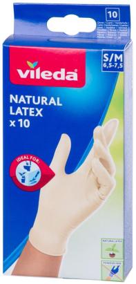 Mănuși de unică folosință Vileda Natural Latex S/M, fără pudră, 10 buc
