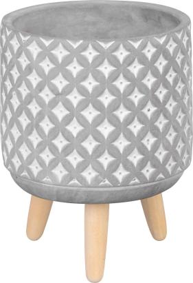Ghiveci decorativ MagicHome din ciment cu mozaic gri, cu picioare, 13x13x12 cm