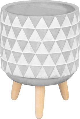 Ghiveci decorativ MagicHome cu mozaic gri/alb, din ciment, cu picioare, 13x13x12 cm