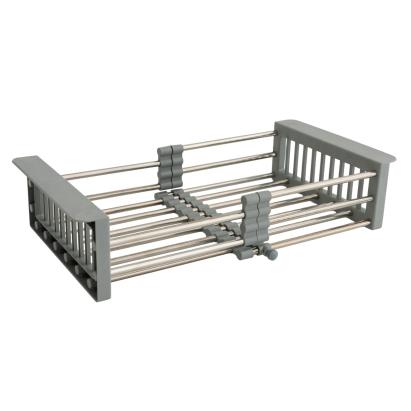 Scurgător extensibil pentru chiuvetă 41x27 cm, gri, din inox și plastic
