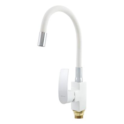 Baterie de bucătărie MIXXUS MAGNUM 011 cu duș flexibil, alb-crom