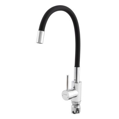 Baterie de bucătărie Champion SUS-011 cu duș flexibil, finisaj crom-negru